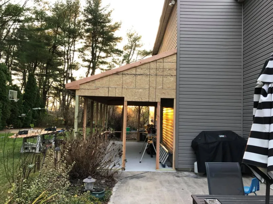 new addition screened porch side progress