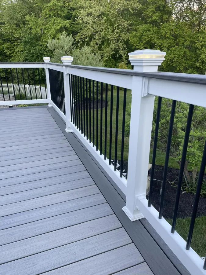 new deck replacement two tone gray composite light post caps mullica hill new jersey2
