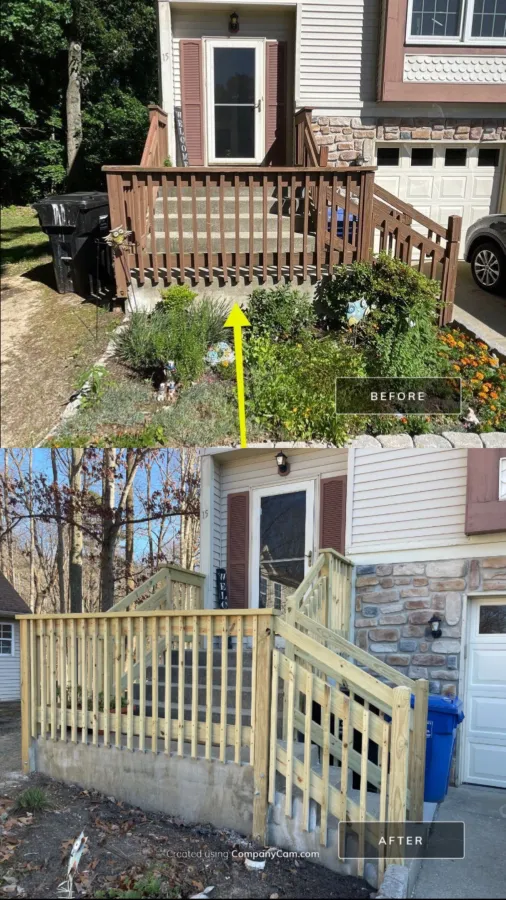 new entry steps railing before and after