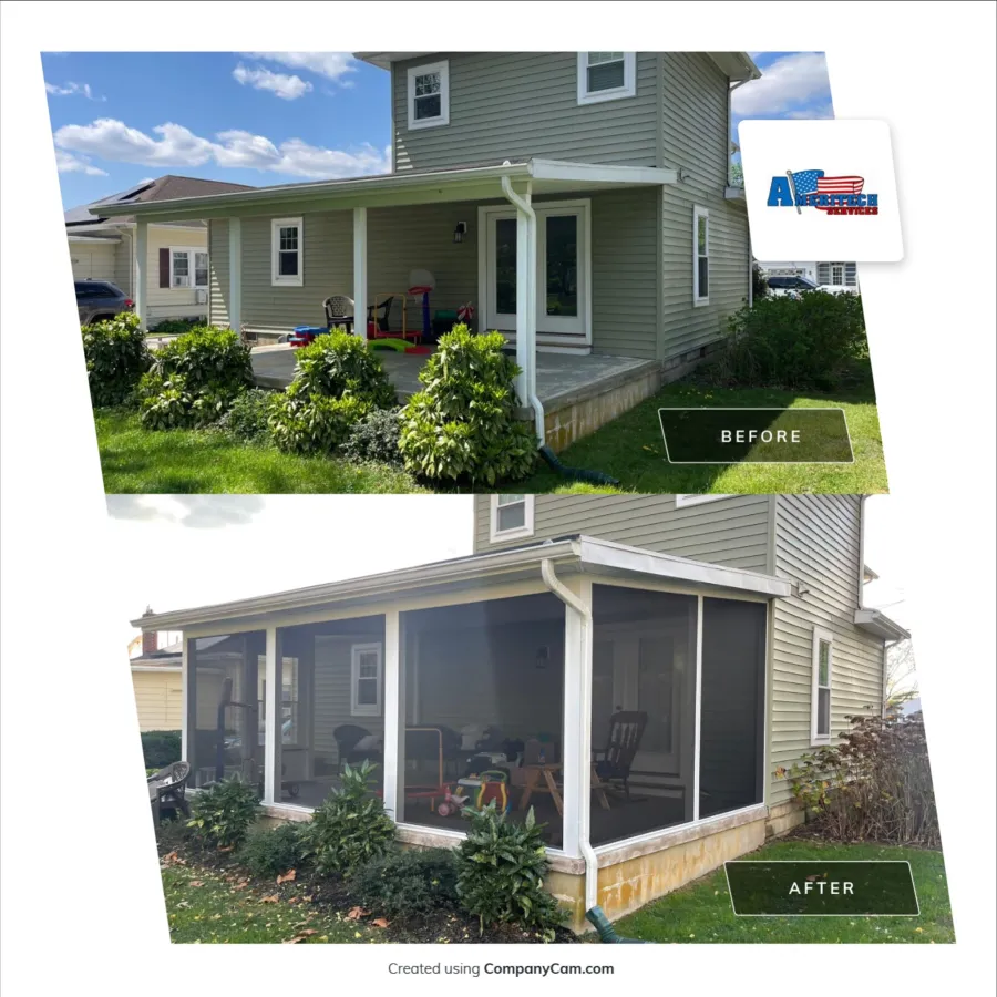 new screened in porch before and after