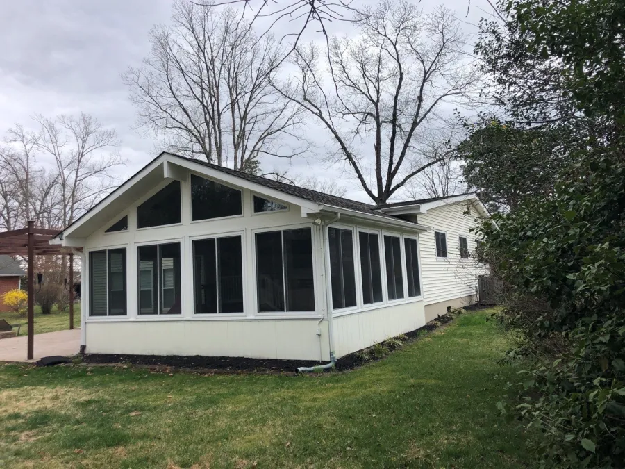 sunroom new windows white siding