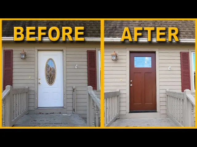 entry door replacement single before and after