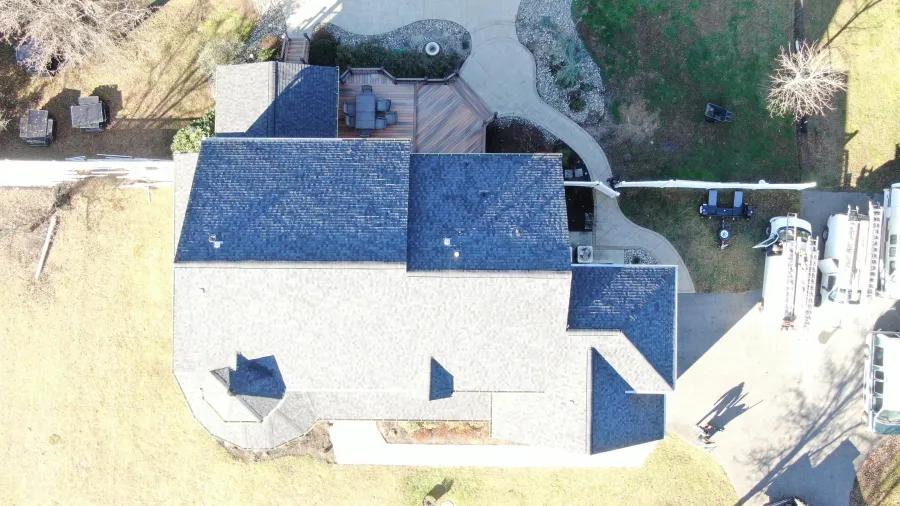 new roof replacement arial
