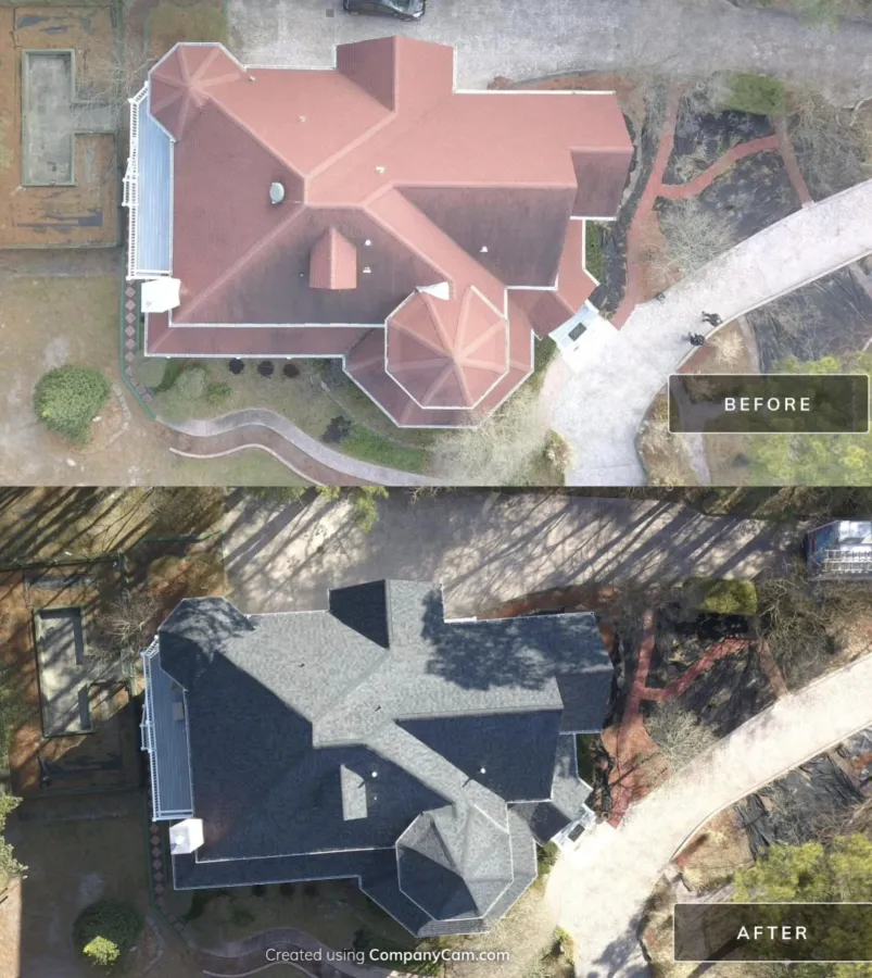 new roof replacement dark shingles before and after