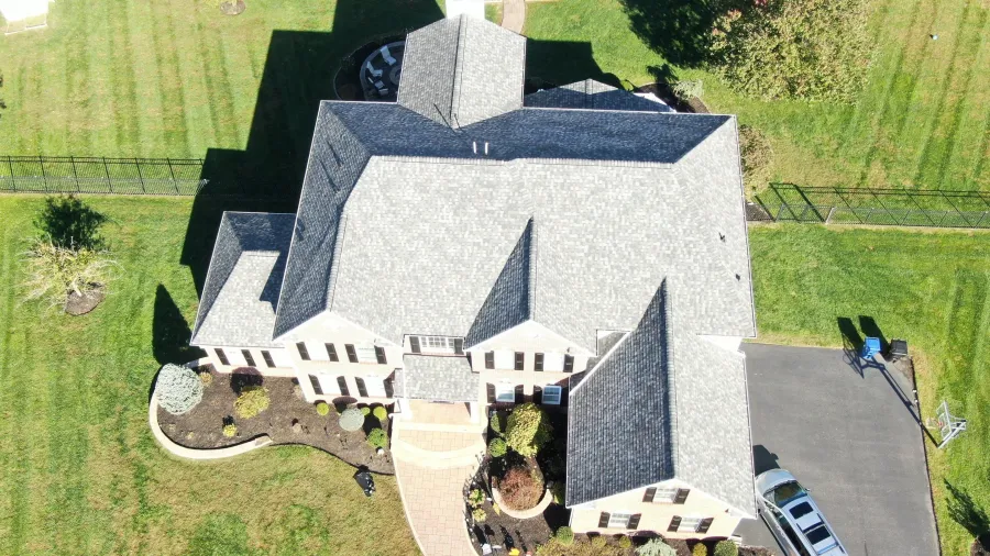 new roof replacement large gray shingles