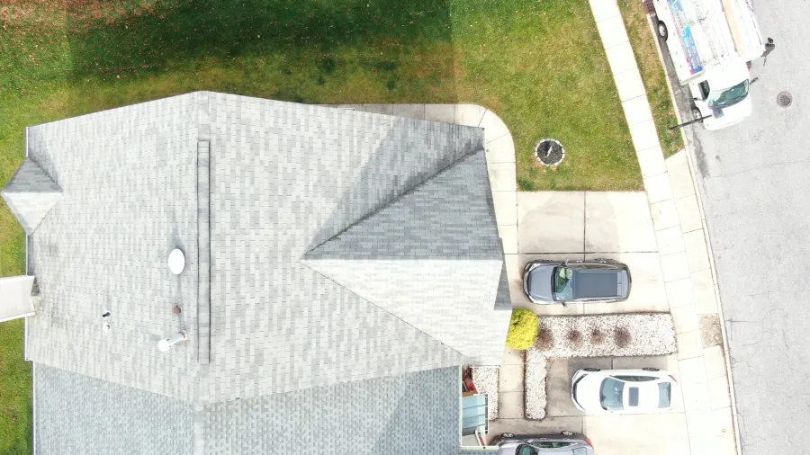 new roof replacement townhouse gray shingles after