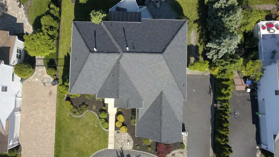 new roof replacement traditional gray shingles