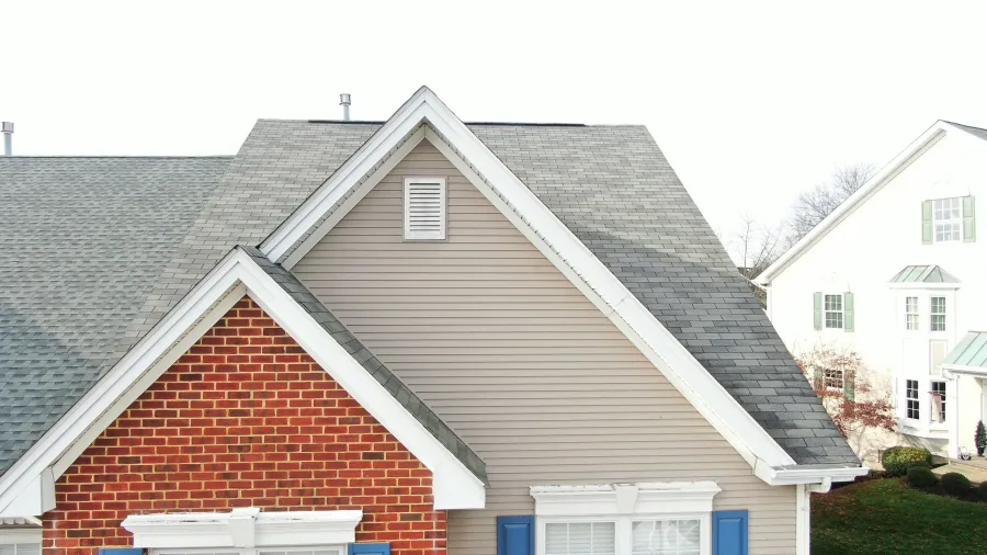 townhouse brick siding shutters gray shingles