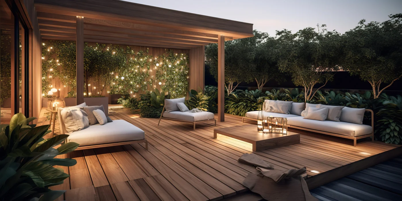 A home with a deck and seating