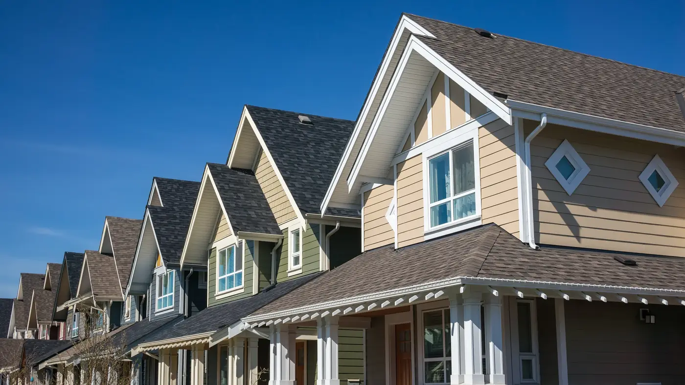Houses lined up in a suburb in Swedesboro, NJ