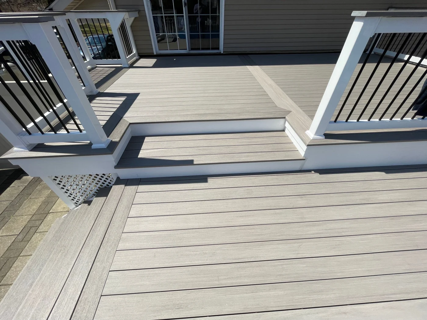 New Deck Gray Compostite Above Ground Pool Mulit Level