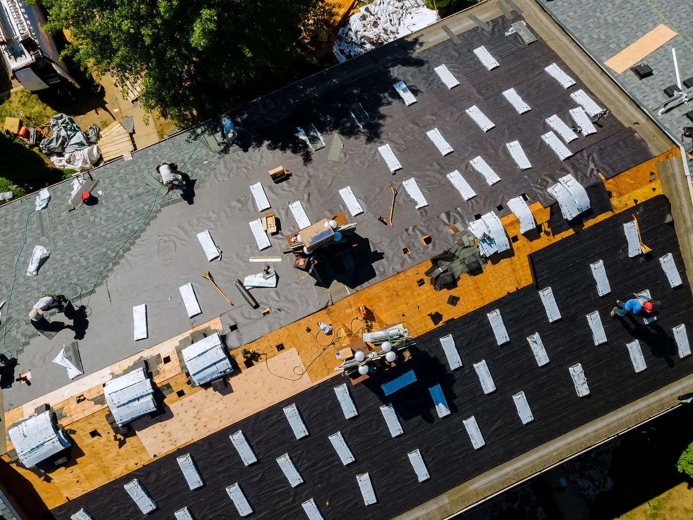 Roofers Working on a roof in Southampton, NJ with Ameritech Services