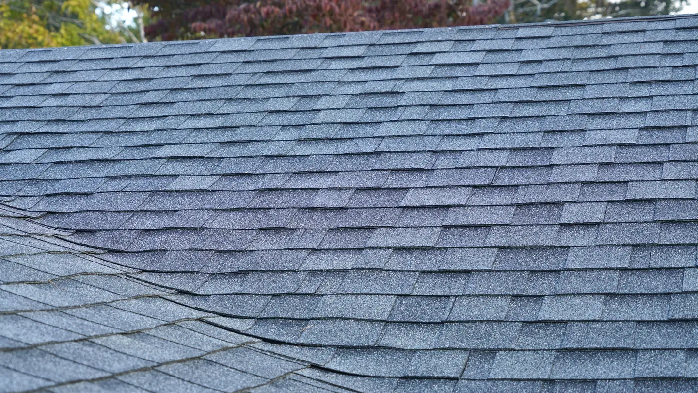 A closeup of blue shingles on a roof in Cherry Hill, NJ, by Ameritech Services