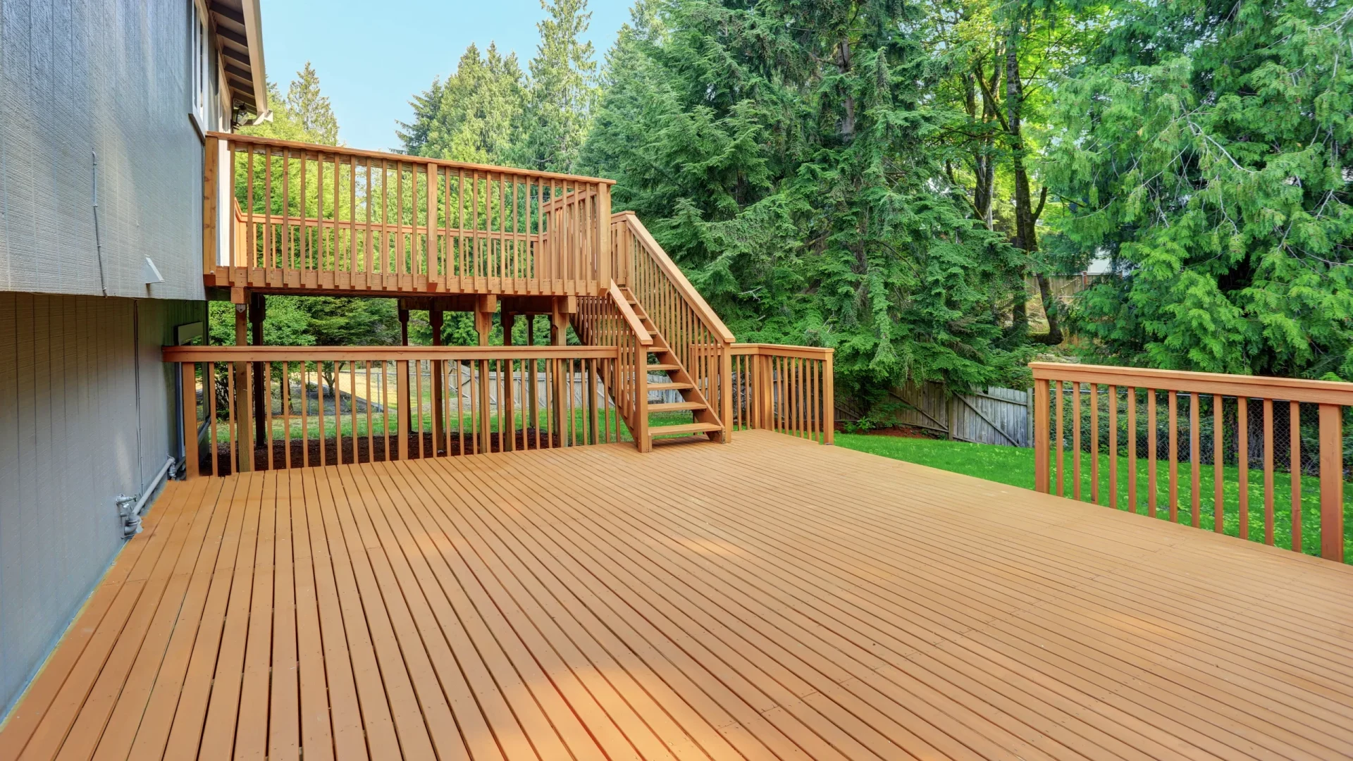 A two-level brown deck in Sicklerville, NJ, by Ameritech Services