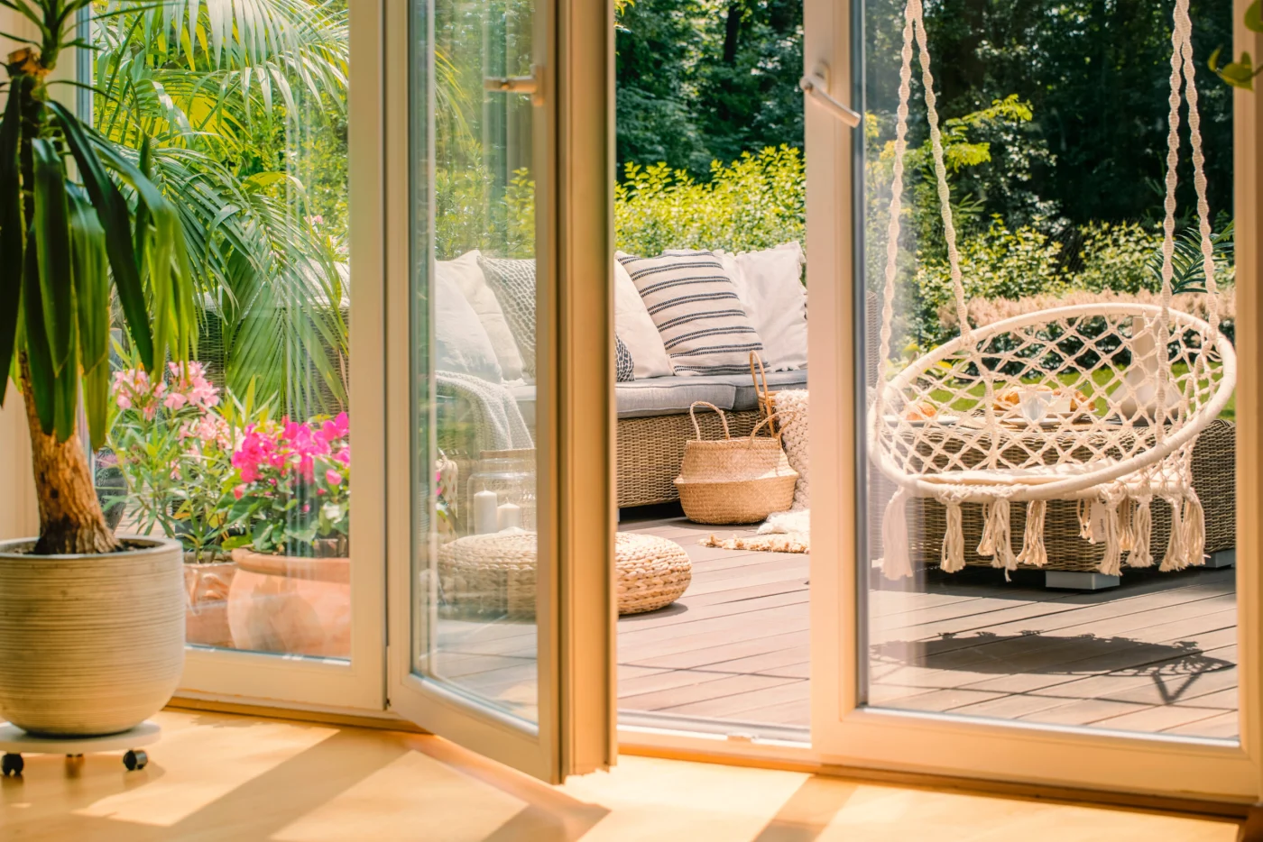 A newly installed residential patio door on a home In Mount Laurel, NJ, with Ameritech Services
