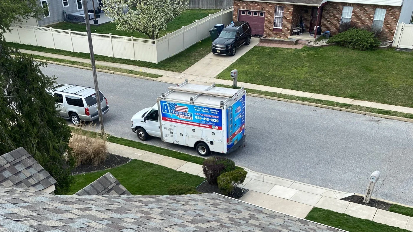 An Ameritech Services authorized vehicle outside a customer’s home